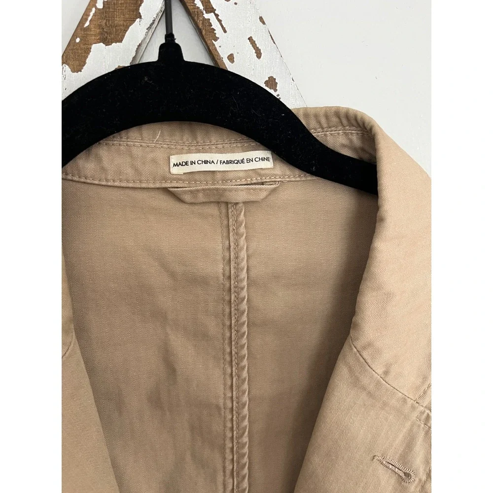 Club Monaco Mens Blazer Sport Coat Two‎ Button Casual Jacket Khaki Size L Cotton